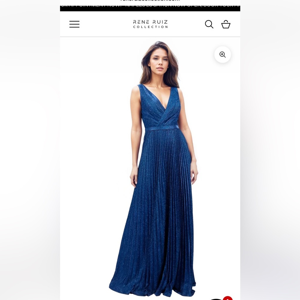NWT Rene Ruiz Blue Pleated Wedding Dress